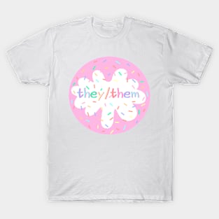 Birthday Cake They/Them Pronoun Pin T-Shirt